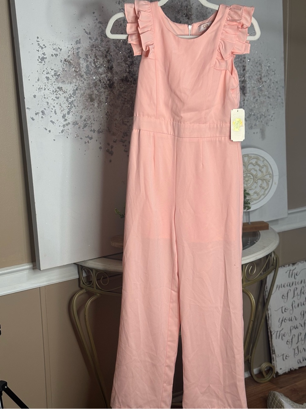Girl’s Pink Ruffle-Sleeve Jumpsuit